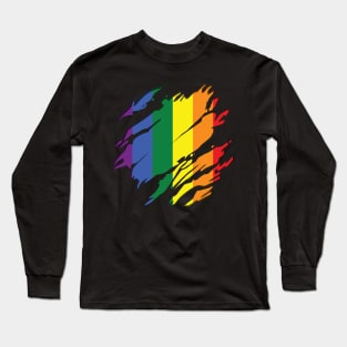 Rainbow Flag Scratch Long Sleeve T-Shirt